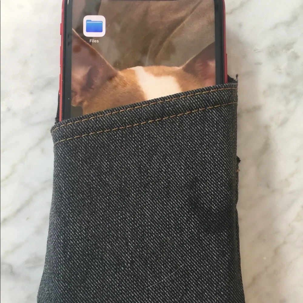 Crate & Barrel denim iphone accessory + card holder